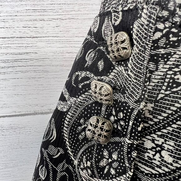 Charter Club Blouse Womens Size 8P Black Sheer Paisley Floral 100% Silk Goth - Picture 14 of 16